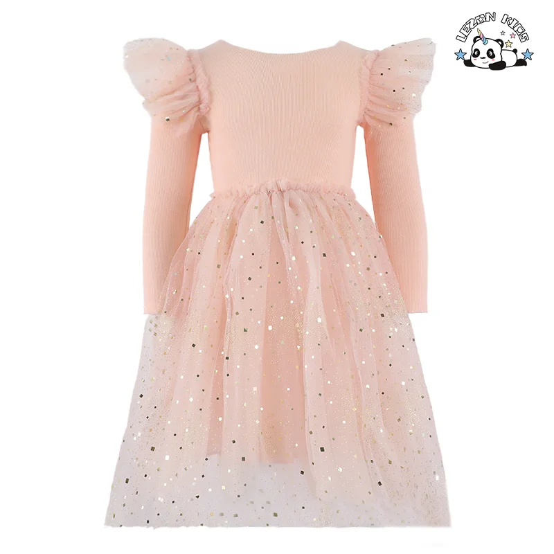 LEZONKIDS - 2024 New Arrival Spring Autumn Kids Luxury Frocks Princess Tulle Dress for 3-8T Girls